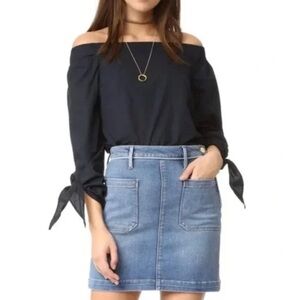 Free People Show Me Some Shoulder Deep Navy Blouse - Size Small